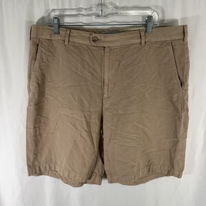 Peter Millar Silk Linen Blend Shorts Men's 38 Khaki Chino Pockets 8.5" Inseam